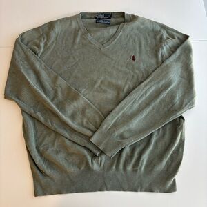 Ralph Lauren Men's Olive V-Neck Sweater